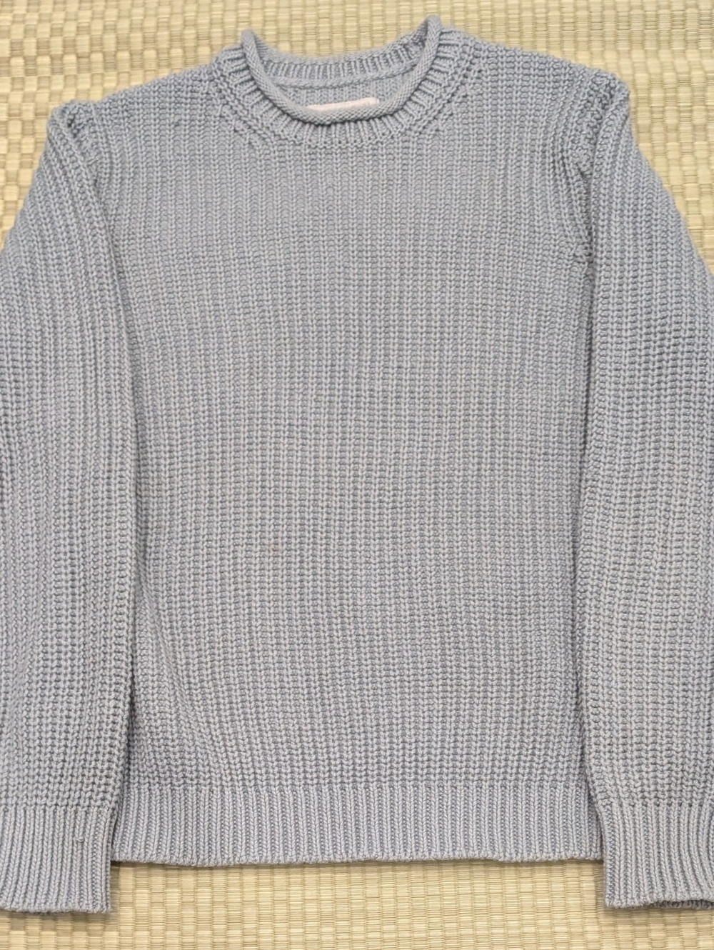 Outerknown Roll Neck Wool Cotton Fisherman Sweater Light Blue Men's Size Large